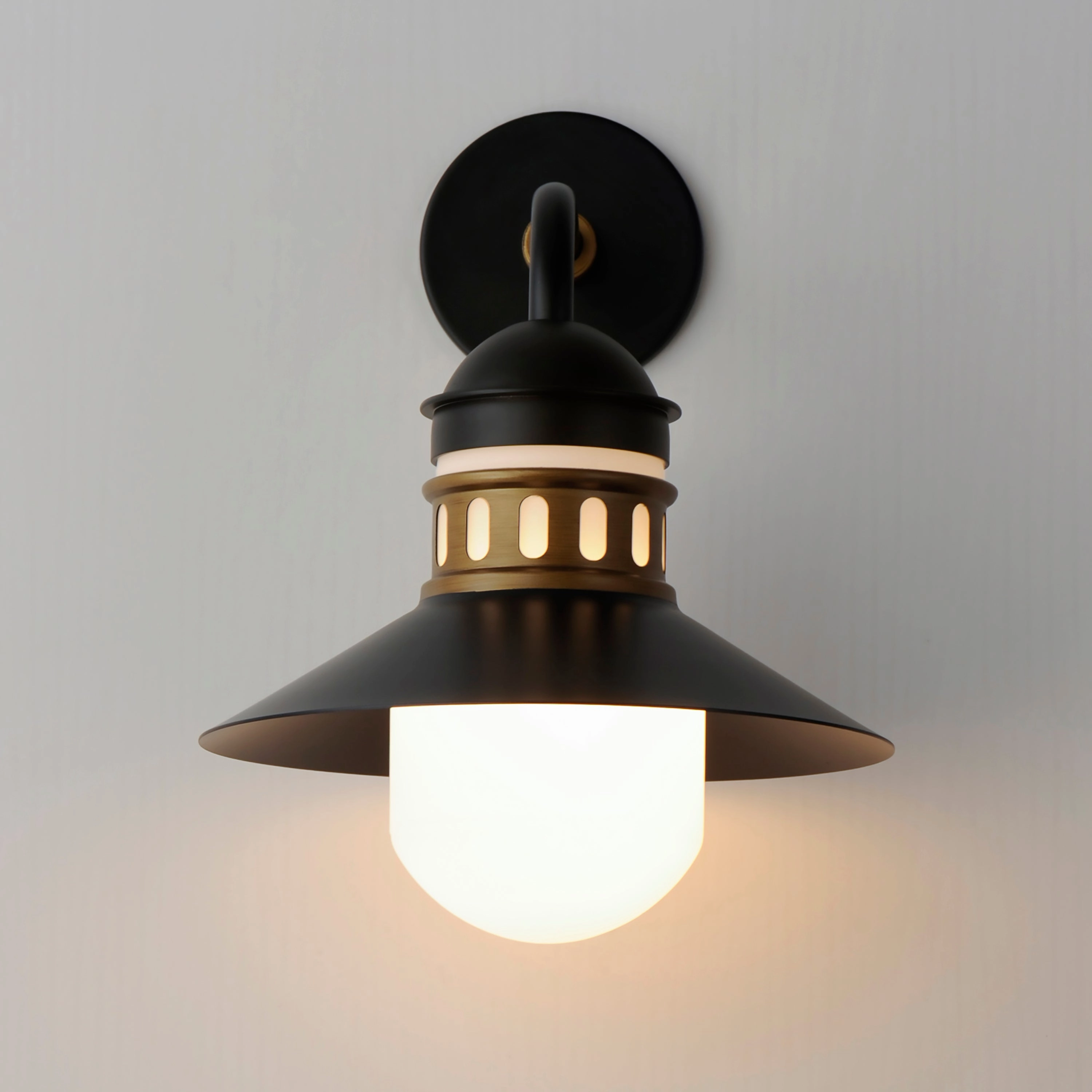 Admiralty One Light Outdoor Wall Sconce Black / Antique Brass