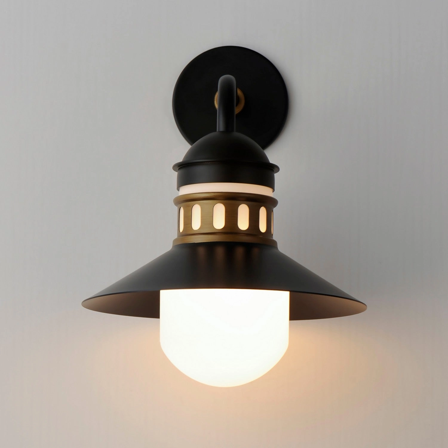 Admiralty One Light Outdoor Wall Sconce Black / Antique Brass