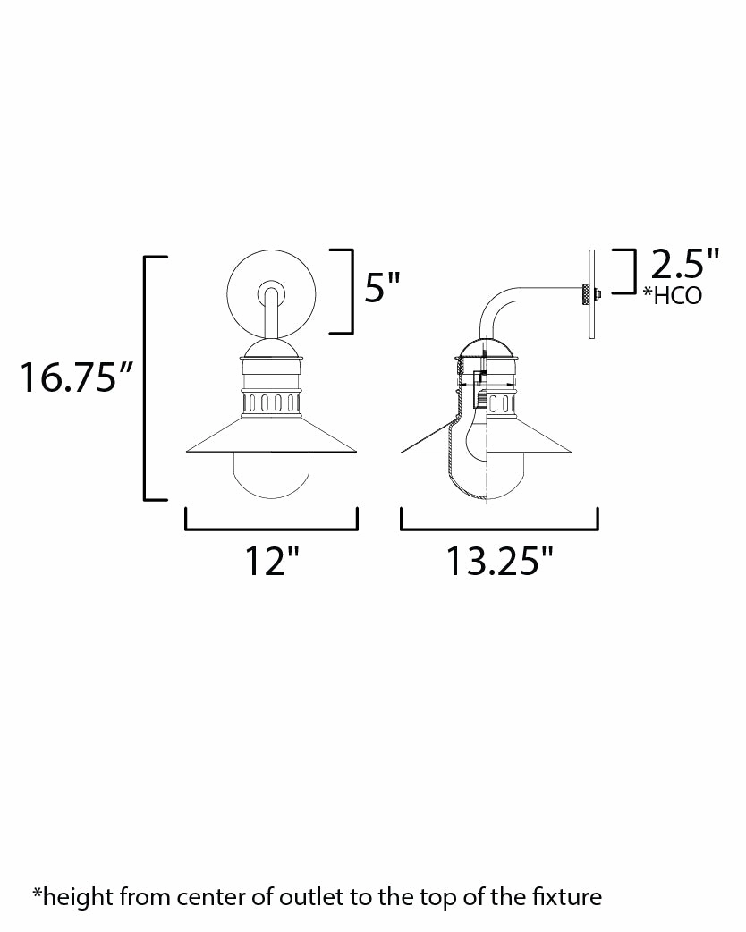 Admiralty One Light Outdoor Wall Sconce Black / Antique Brass