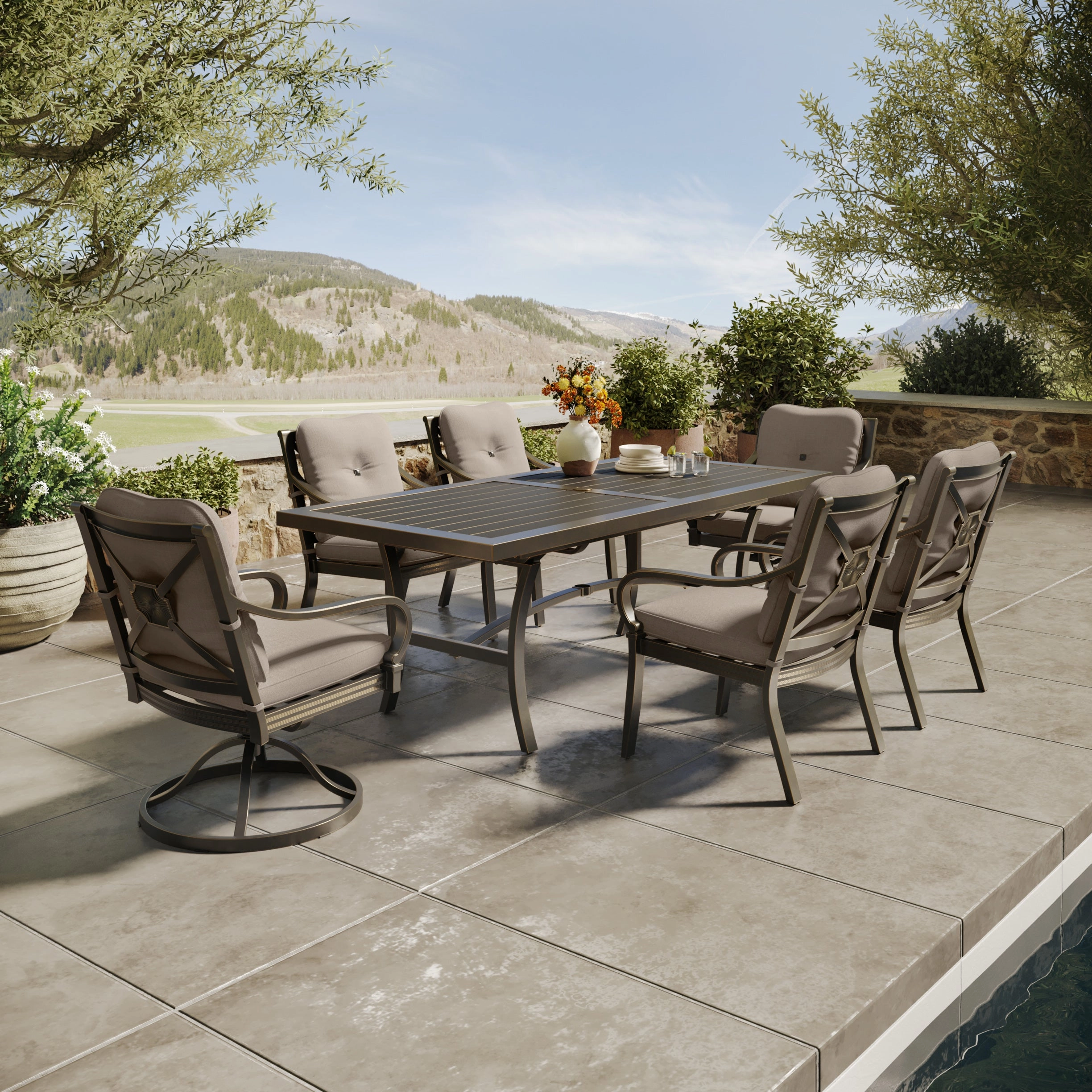 Agio 84" x 40" Slat Top Dining Table