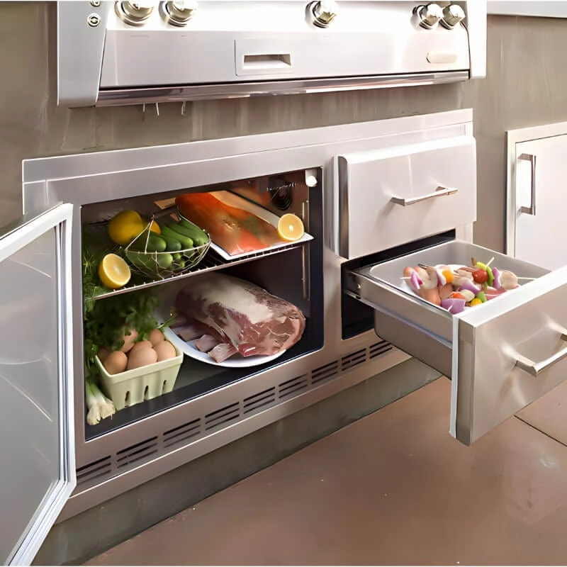 Alfresco 42-Inch Under Grill Outdoor Rated Refrigerator - ARXE-42 outdoor beverage cooler with wheels