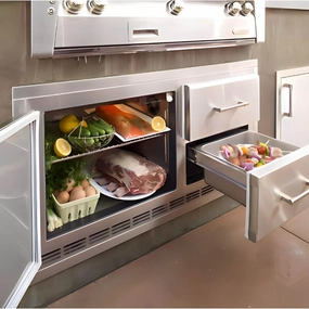 Alfresco 42-Inch Under Grill Outdoor Rated Refrigerator - ARXE-42 outdoor beverage cooler with wheels