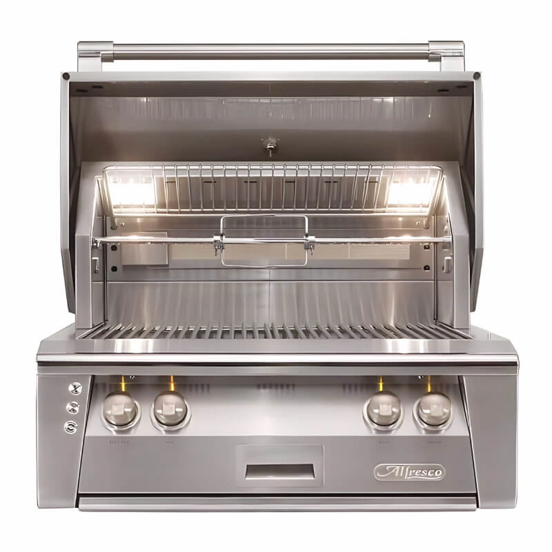 Alfresco ALXE 30-Inch Built-In Gas Grill with Rotisserie compact BBQ grill for small spaces
