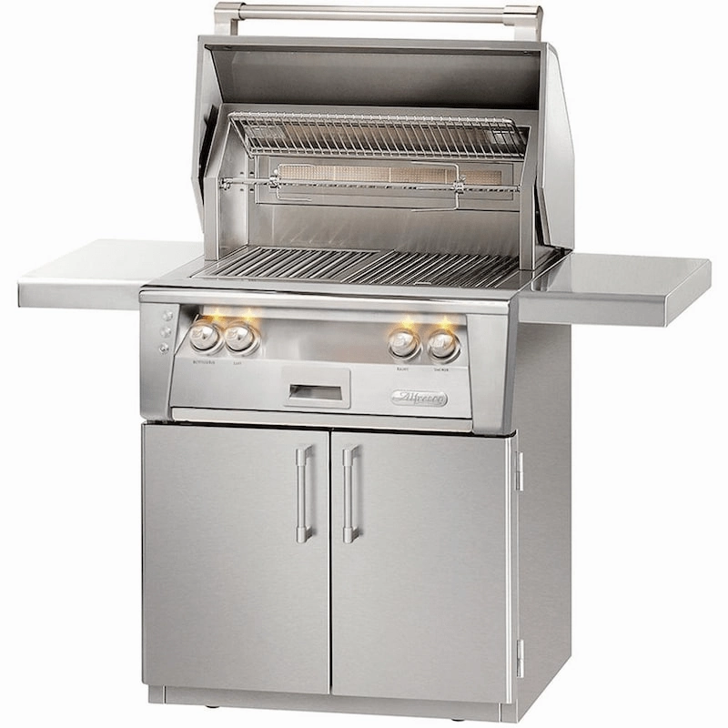 Alfresco ALXE 30-Inch Freestanding Gas Grill with Sear Zone and Rotisserie compact BBQ grill for small spaces