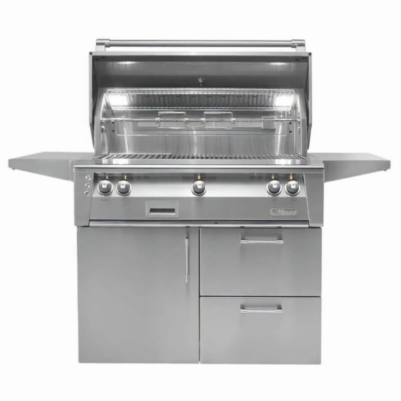 Alfresco ALXE 42-Inch Gas Grill on Deluxe Cart With Rotisserie