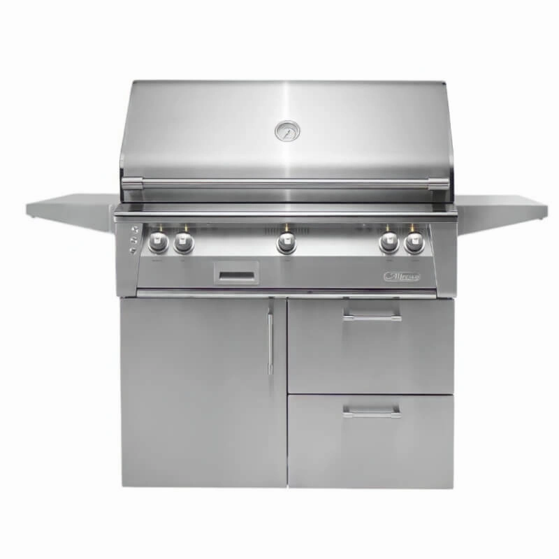 Alfresco ALXE 42-Inch Gas Grill on Deluxe Cart With Rotisserie compact BBQ grill for small spaces