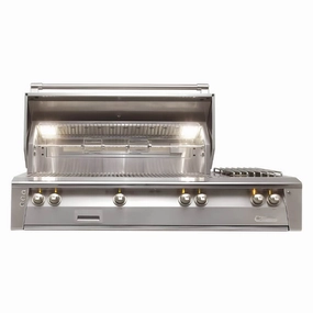 Alfresco ALXE 56-Inch Built-In Deluxe Grill With Sear Zone, Rotisserie And Side Burner compact BBQ grill for small spaces