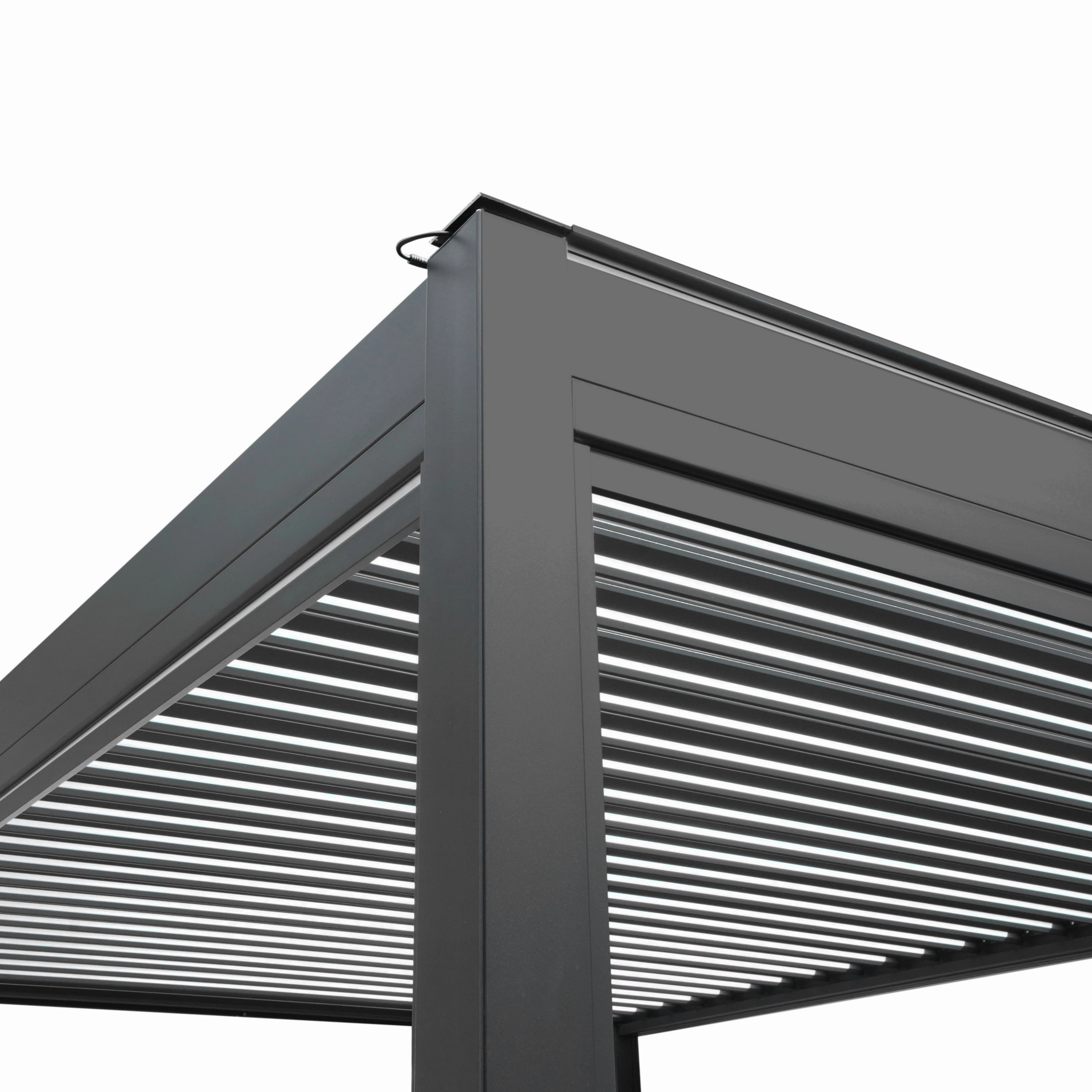 Aluminium Pergola With Anthracite Blinds & LED Lights - 3m x 4m