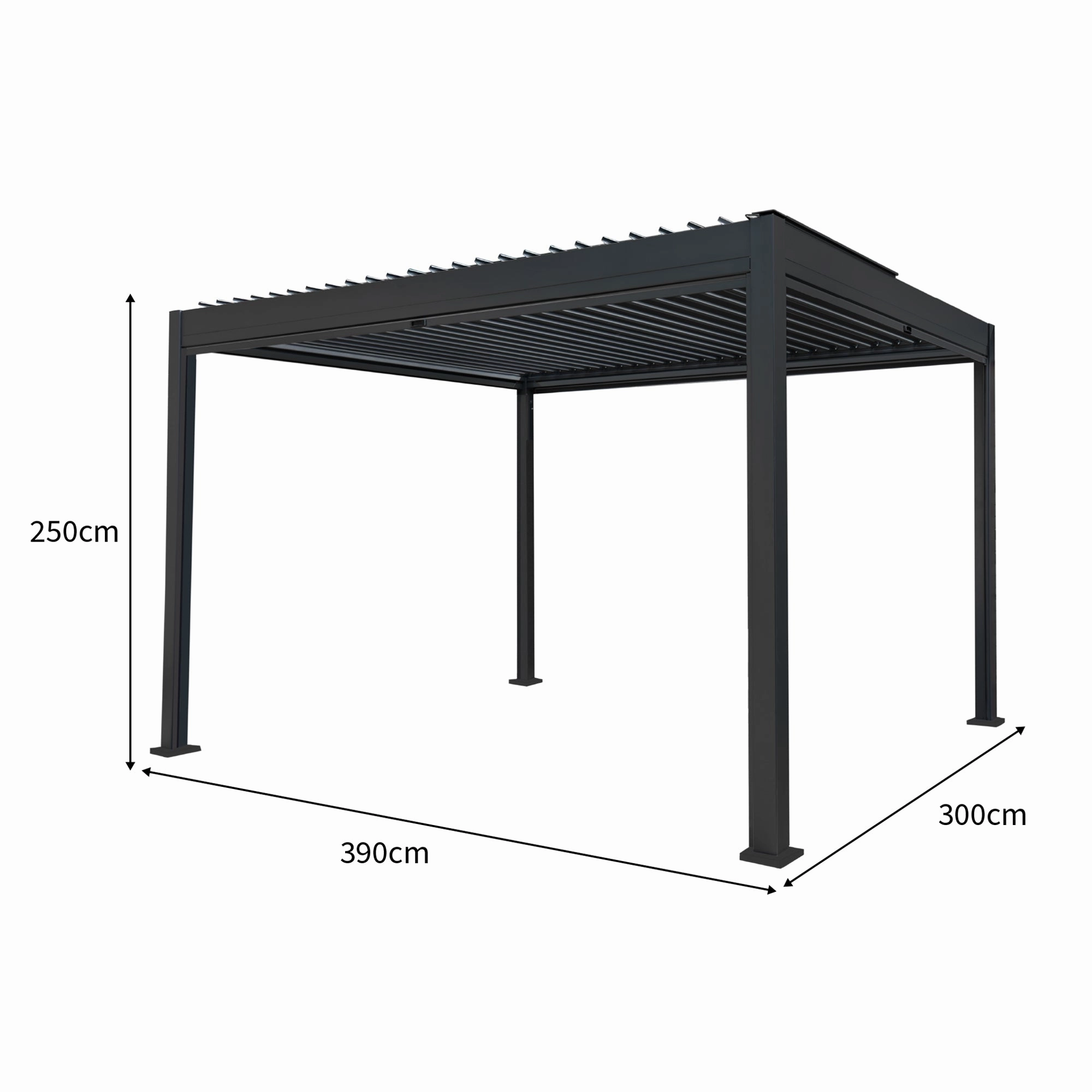 Aluminium Pergola With Anthracite Blinds & LED Lights - 3m x 4m