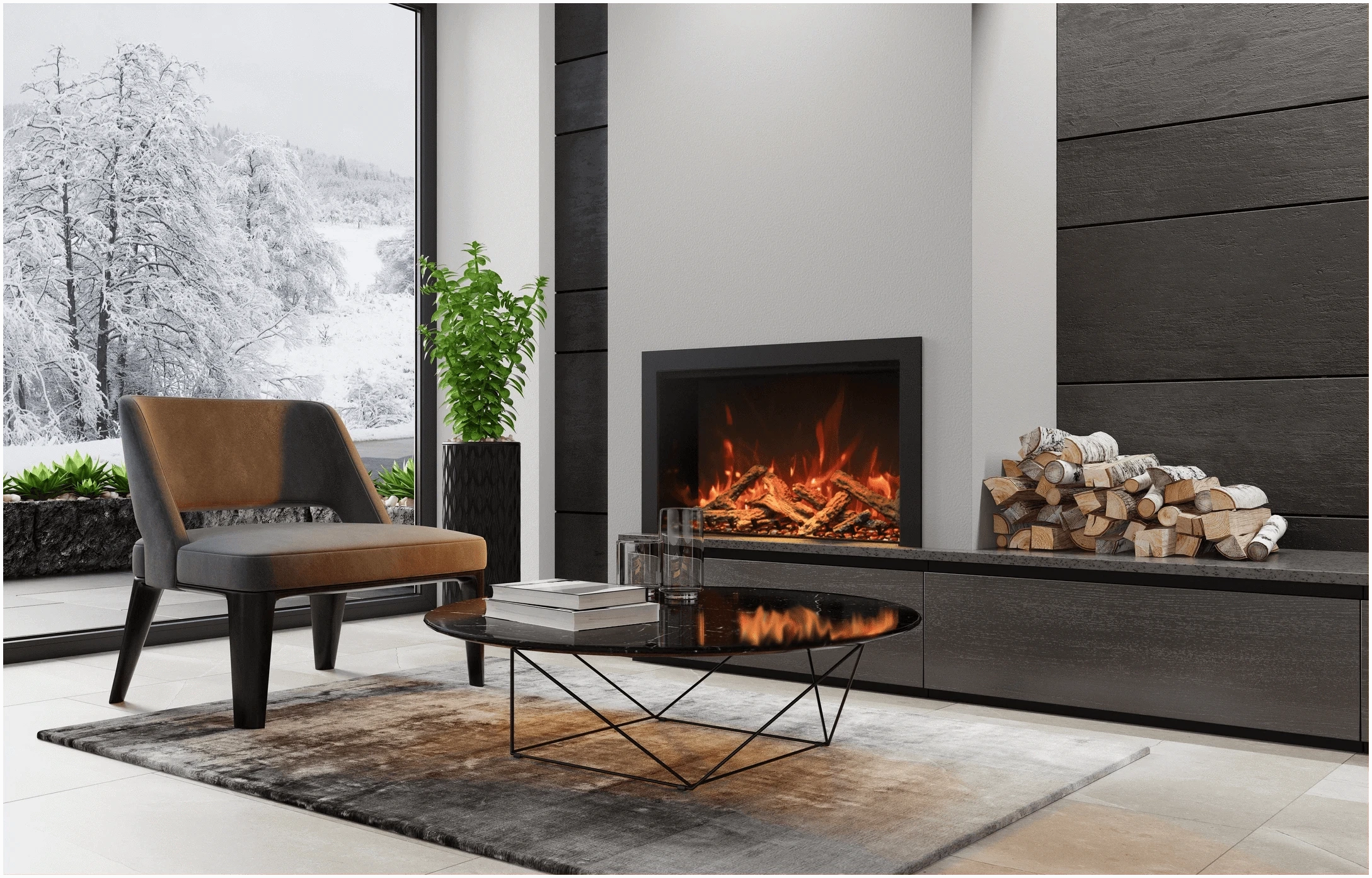 Amantii 30" Lumina Traditional Series Electric Fireplace TRD-30-LUMINAstone-look outdoor patio fireplace