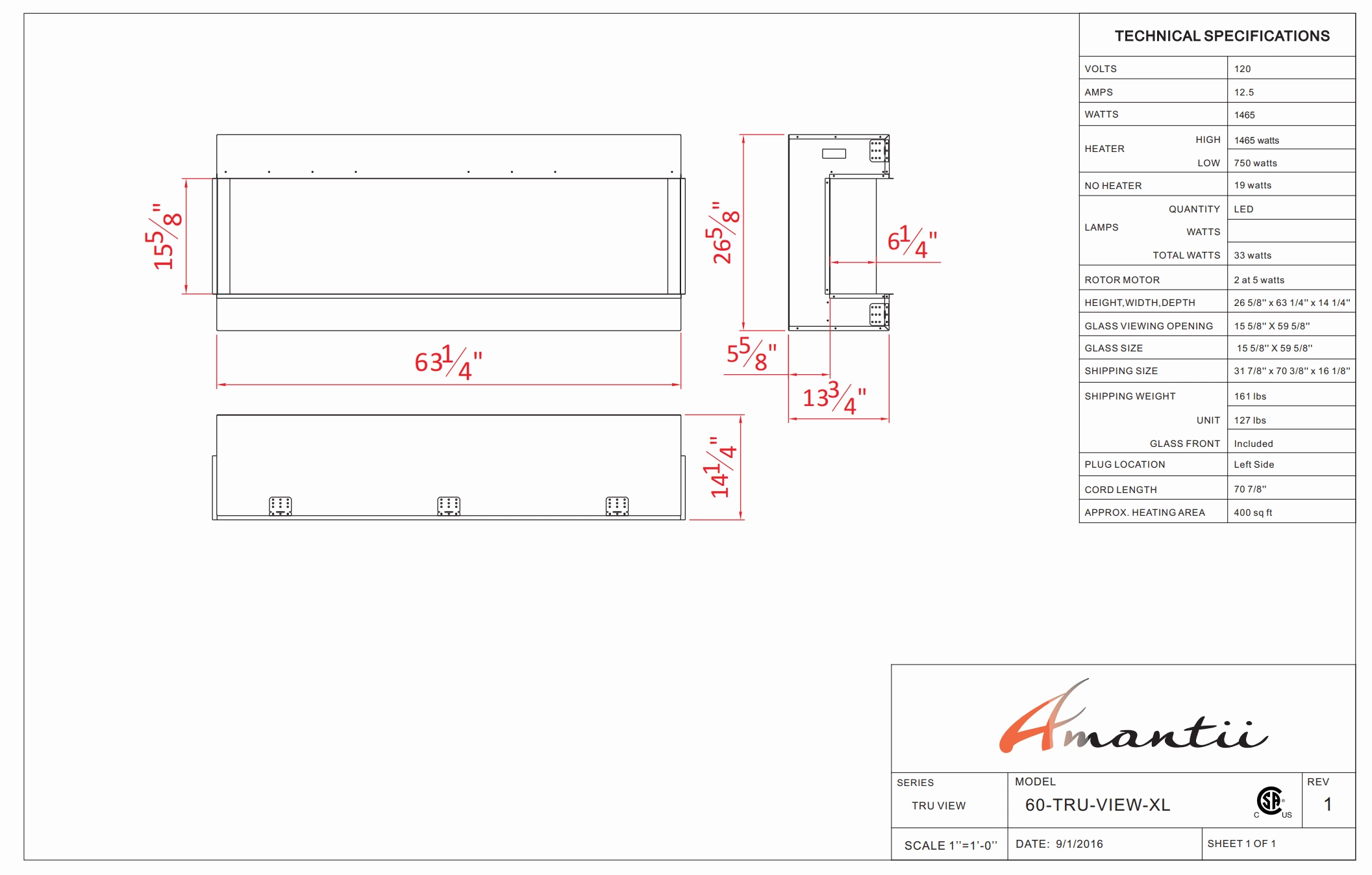 Amantii 42-inch Symmetry Lumina Electric Fireplace SYM-42-LUMINA