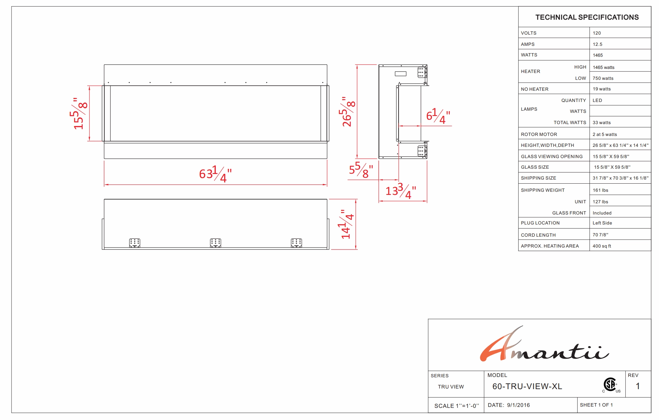 Amantii 50-inch Symmetry Lumina Electric Fireplace SYM-50-LUMINA