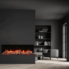 Amantii 72" True View Slim Smart Electric Fireplace 72-TRV-SLIM-LUMINAstone-look outdoor patio fireplace