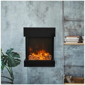 Amantii Cube Smart 20" Freestanding Electric Fireplace CUBE-2025WMstone-look outdoor patio fireplace