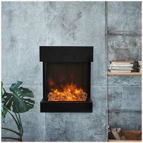 Amantii Lumina Smart Cube Electric Fireplace CUBE-2025WM-LUMINAstone-look outdoor patio fireplace