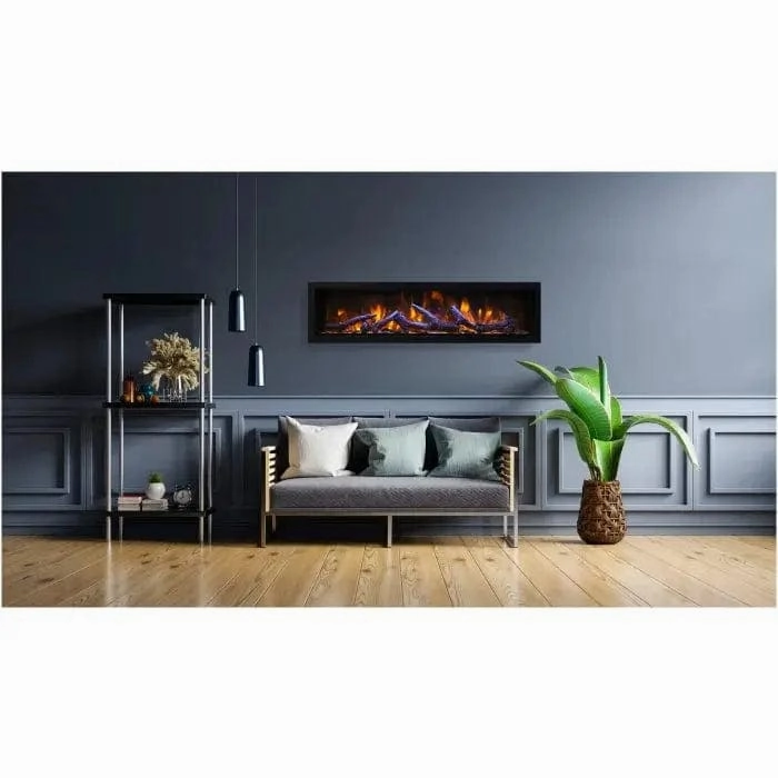 Amantii Panorama BI Deep XT 88" Smart Electric Fireplace BI-88-DEEP-XTstone-look outdoor patio fireplace