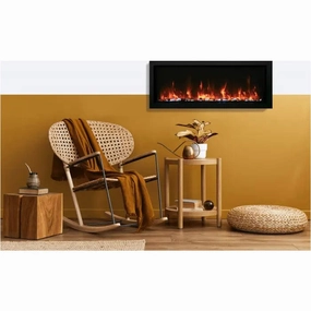 Amantii Panorama BI Extra Slim 30" Smart Electric Fireplace BI-30-XTRASLIMstone-look outdoor patio fireplace
