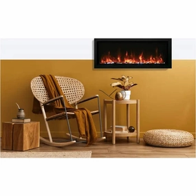 Amantii Panorama BI Extra Slim 60" Smart Electric Fireplace BI-60-XTRASLIMstone-look outdoor patio fireplace