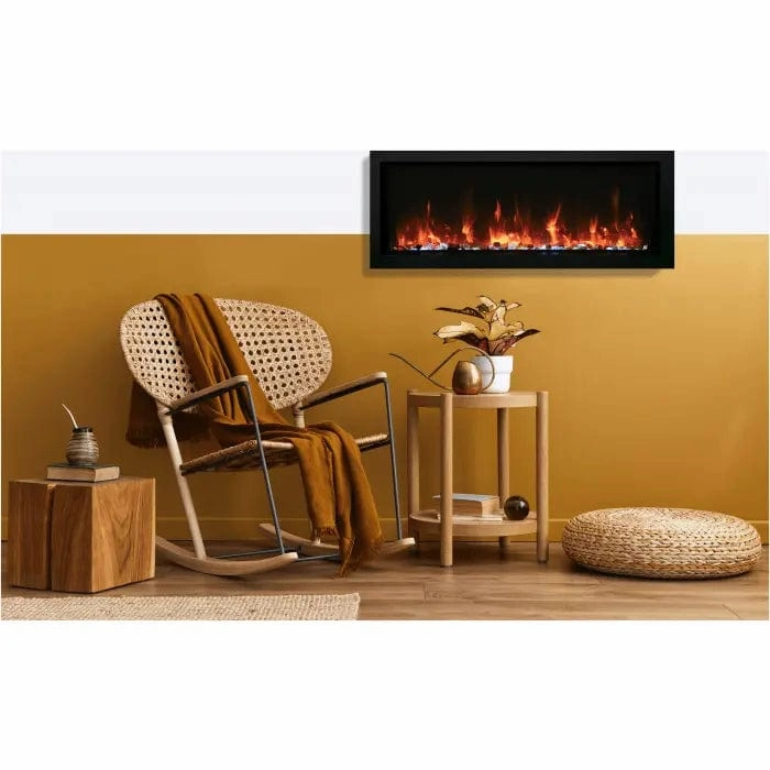 Amantii Panorama BI Extra Slim 60" Smart Electric Fireplace BI-60-XTRASLIMstone-look outdoor patio fireplace