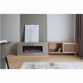 Amantii Panorama BI Slim 72" Smart Electric Fireplace BI-72-SLIM-ODstone-look outdoor patio fireplace