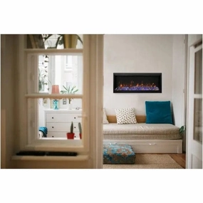 Amantii Symmetry XT Smart 34" Electric Fireplace SYM-34-XTstone-look outdoor patio fireplace