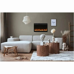 Amantii Traditional Xtra Slim 33" Electric Fireplace TRD-33-XSstone-look outdoor patio fireplace