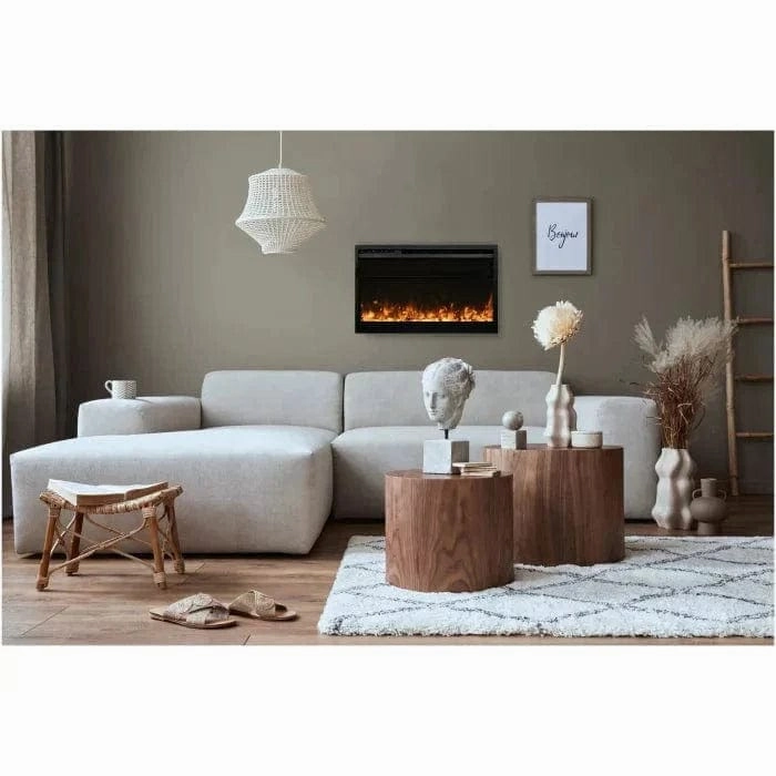 Amantii Traditional Xtra Slim 33" Electric Fireplace TRD-33-XSstone-look outdoor patio fireplace