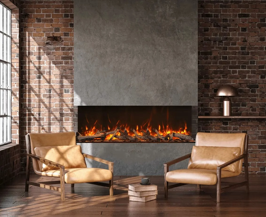 Amantii Tru View XT XL 88" Electric Fireplace 88-TRV-XT-XLstone-look outdoor patio fireplace