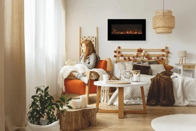 Amantii Wall Mount/Flush Mount 48" Electric Fireplace WM-FM-48-5823-BGstone-look outdoor patio fireplace