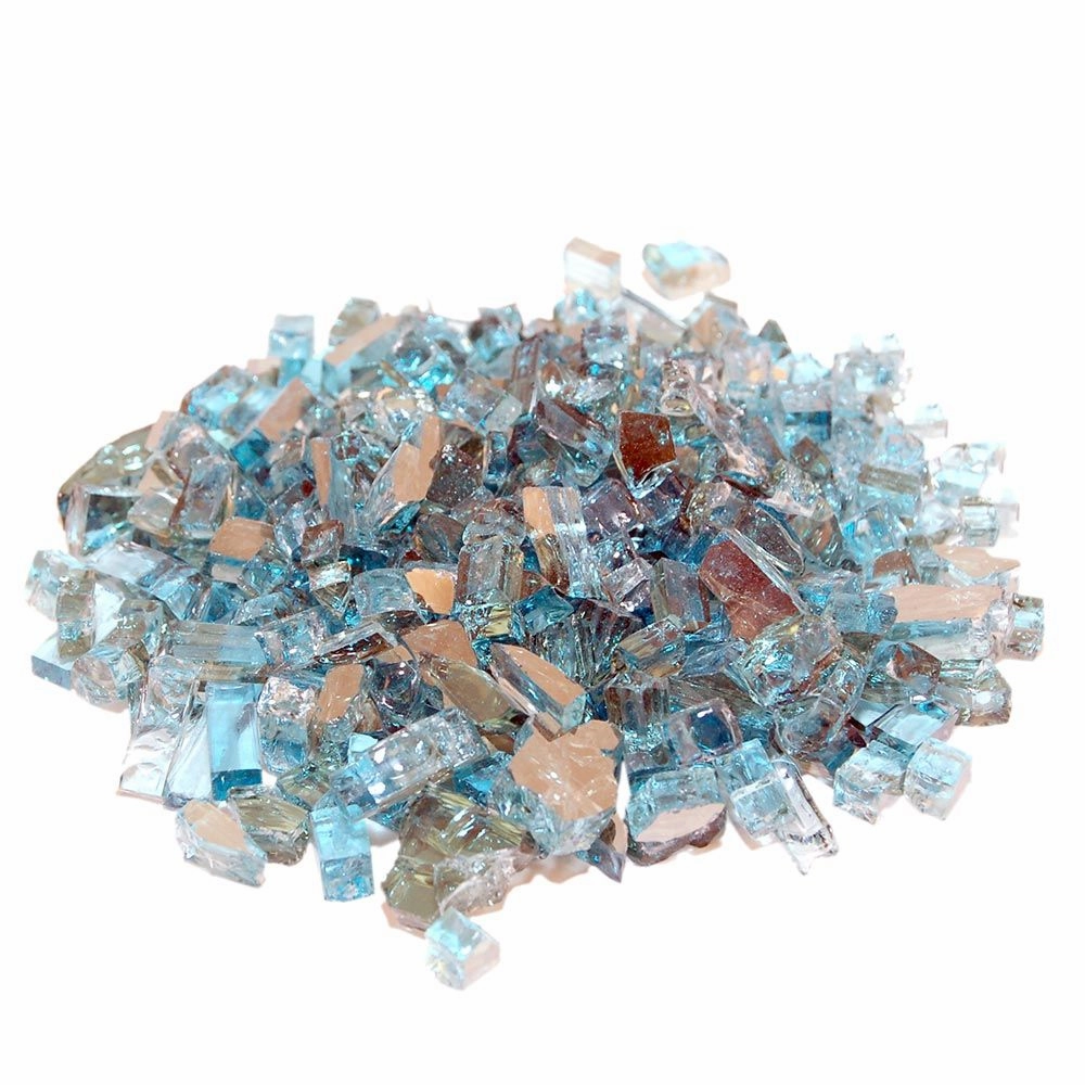 American Fyre Designs 10 lbs Azuria Reflective Fyre Glass Media GL-10-FRFireproof mat for under fire pit