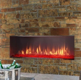 American Hearth Carol Rose 48 inch Linear Outdoor Fireplace OLL48FP12Sstone-look outdoor patio fireplace