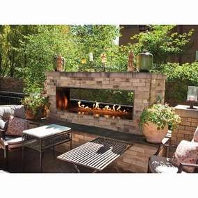 American Hearth Carol Rose 60 inch Outdoor Linear See-Thru Fireplace OLL60SP12Sstone-look outdoor patio fireplace