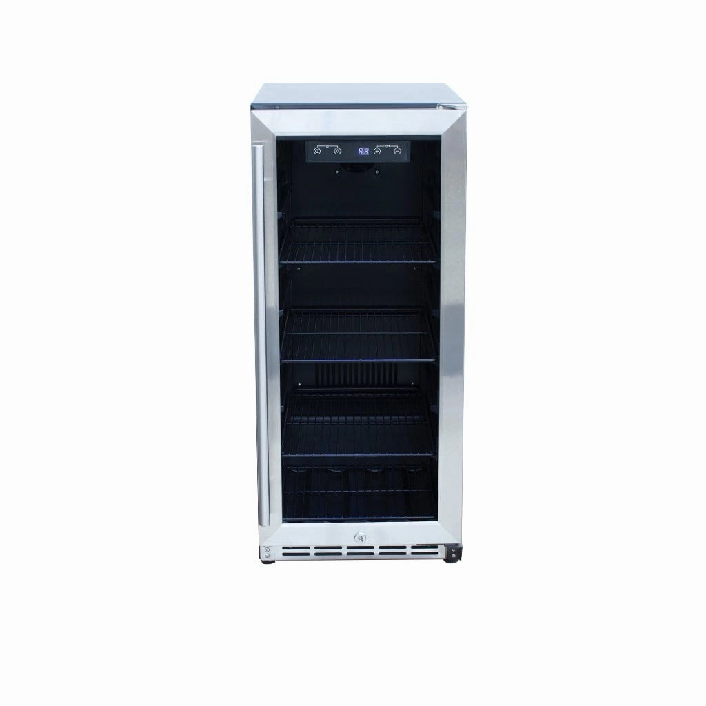 American Made Grills AMG 15" Outdoor Rated Fridge w/Glass Door SSRFR-15G outdoor beverage cooler with wheels