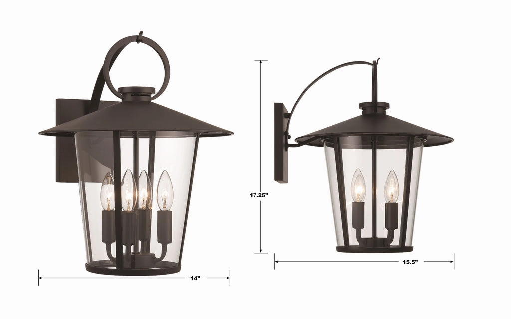 Andover Four Light Outdoor Wall Sconce Matte Black