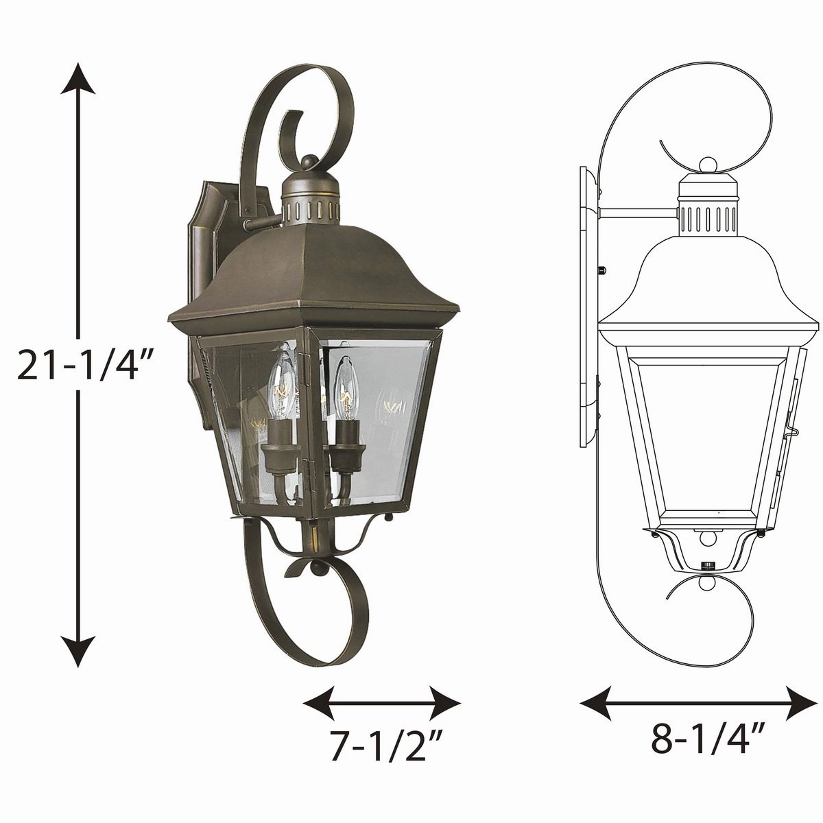 Andover Two Light Wall Lantern Antique Bronze