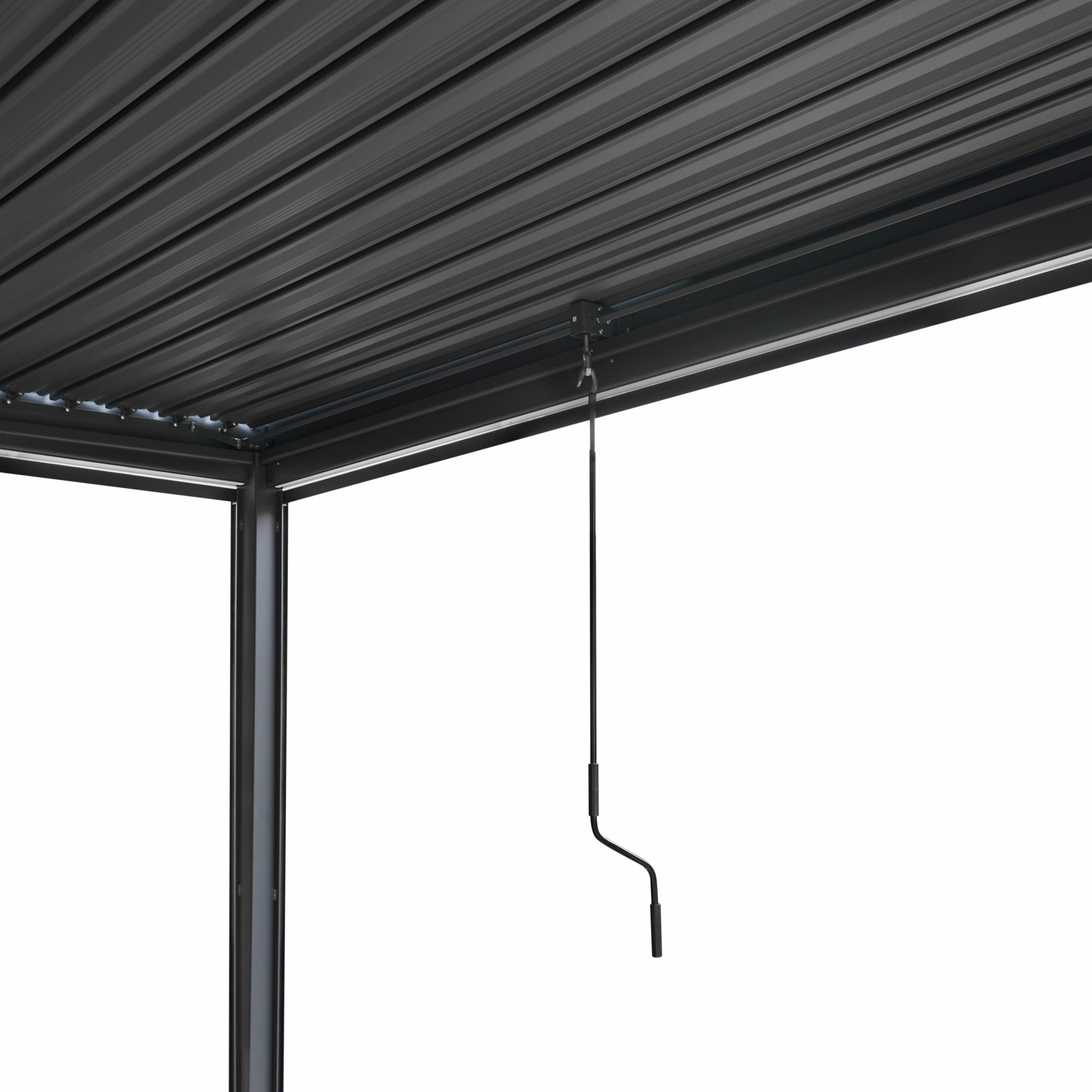 Anthracite Aluminium Pergola With White Blinds, 2 x Side Panels & LED Lights - 3m x 3m