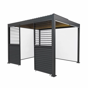Anthracite Aluminium Pergola With White Blinds, 2 x Side Panels & LED Lights - 3m x 3moutdoor patio furniture set