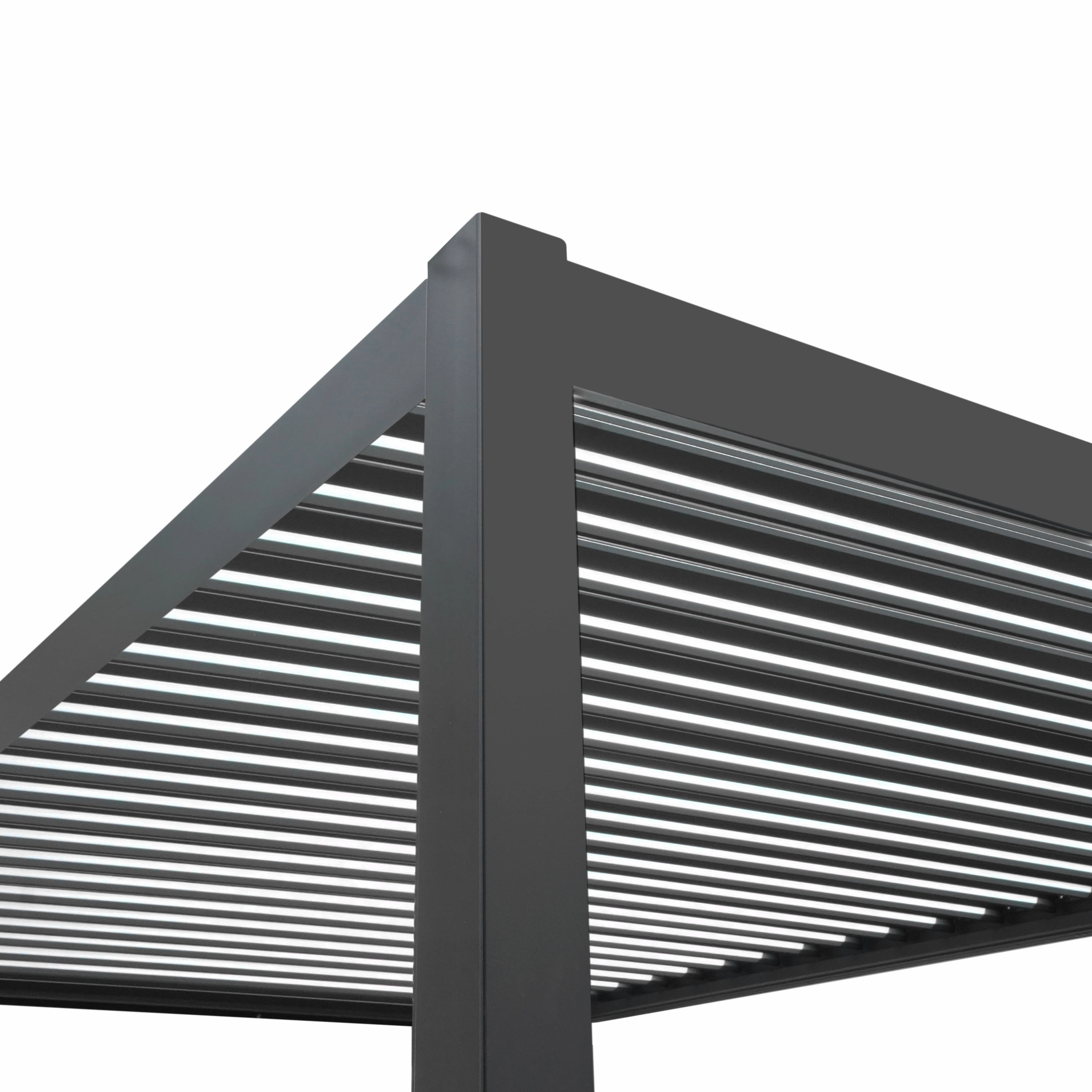 Anthracite Aluminium Pergola With White Blinds - 3m x 3m