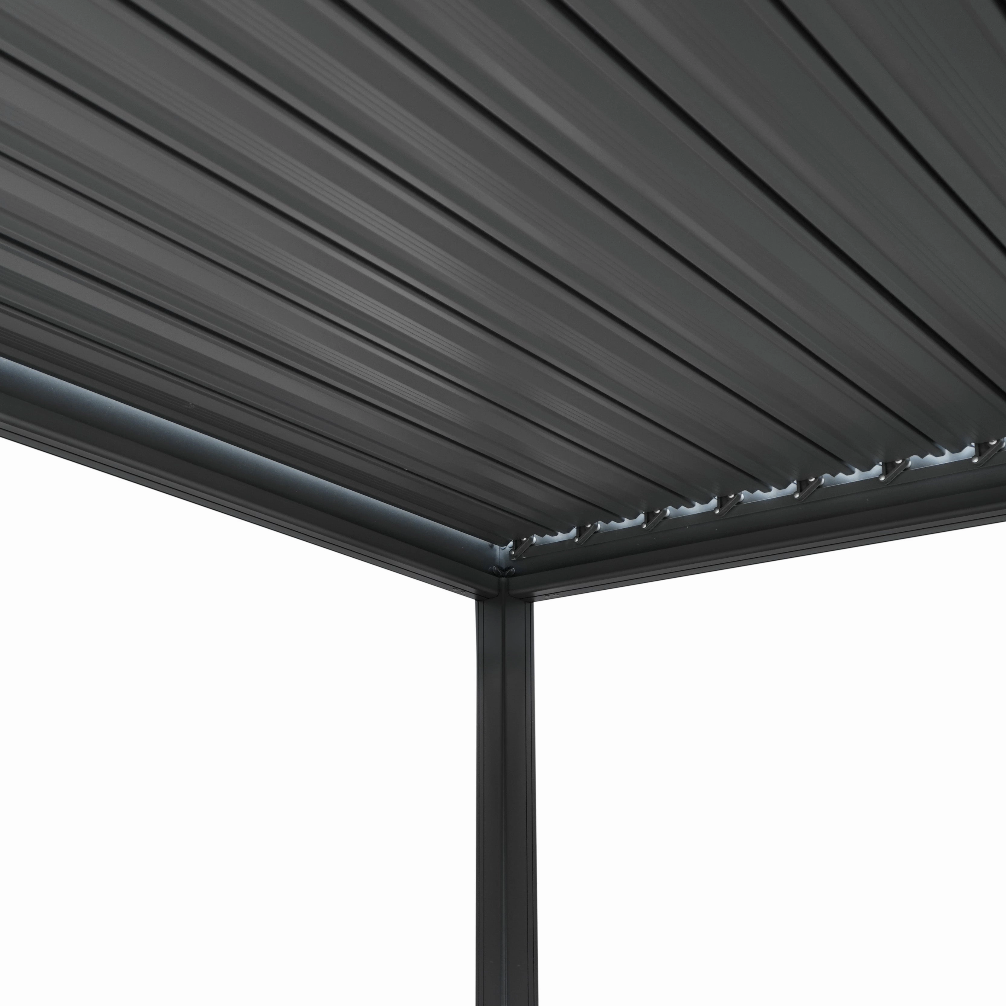 Anthracite Aluminium Pergola With White Blinds - 3m x 3m