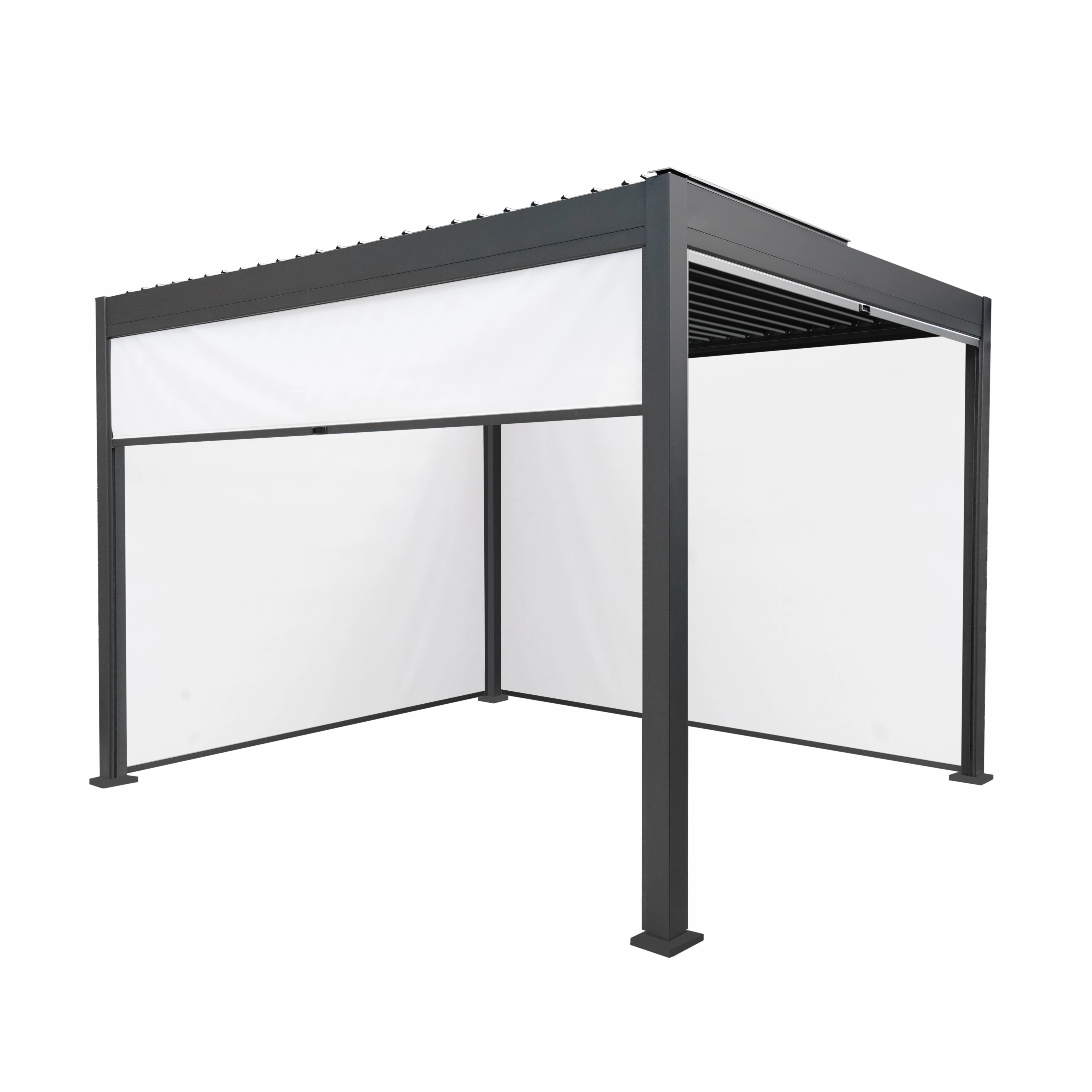 Anthracite Aluminium Pergola With White Blinds - 3m x 3moutdoor patio furniture set