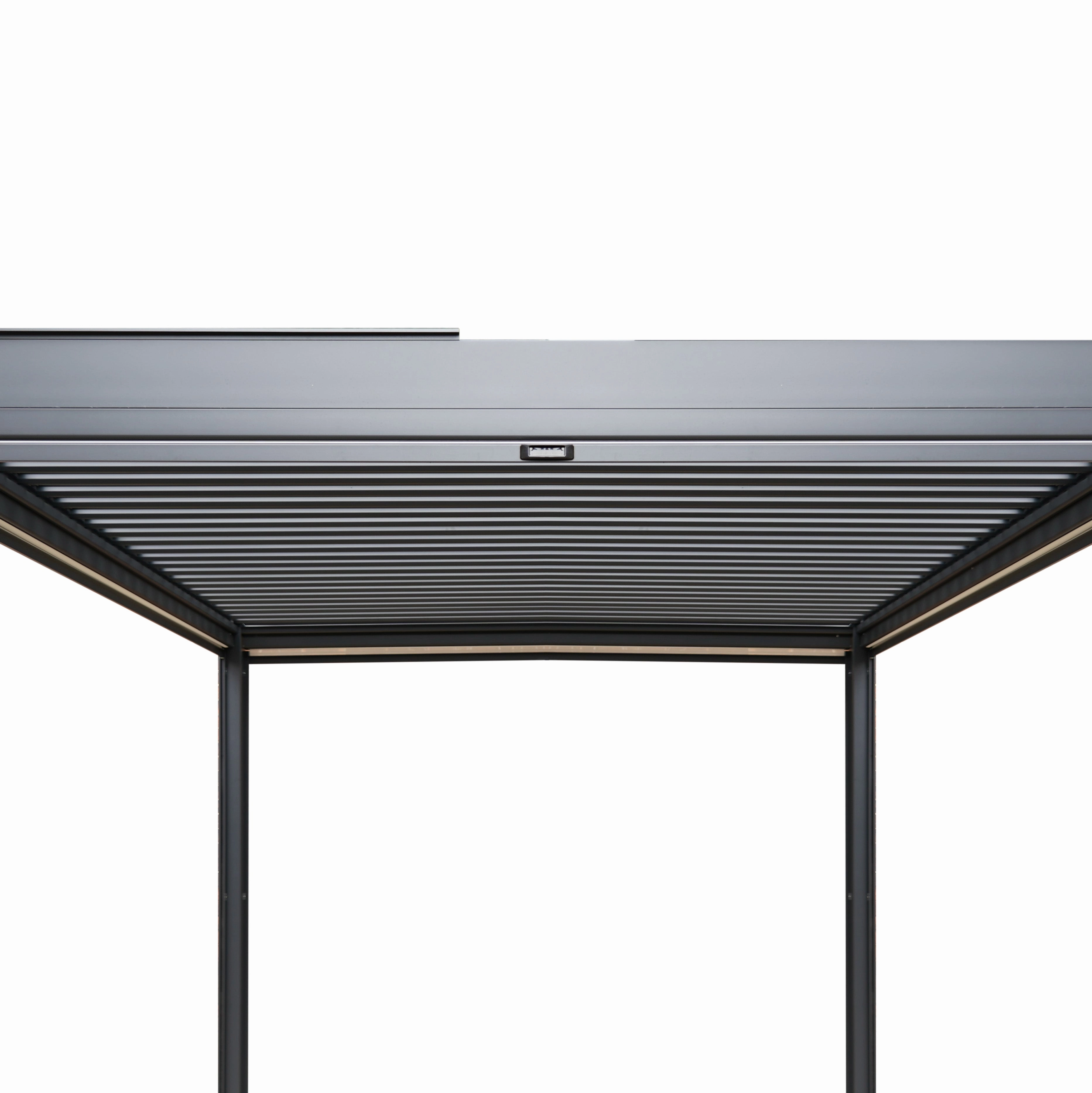 Anthracite Aluminium Pergola With White Blinds - 3m x 3m