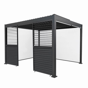 Anthracite Aluminium Pergola With White Blinds & 2 Shutter Panels - 3m x 4moutdoor patio furniture set