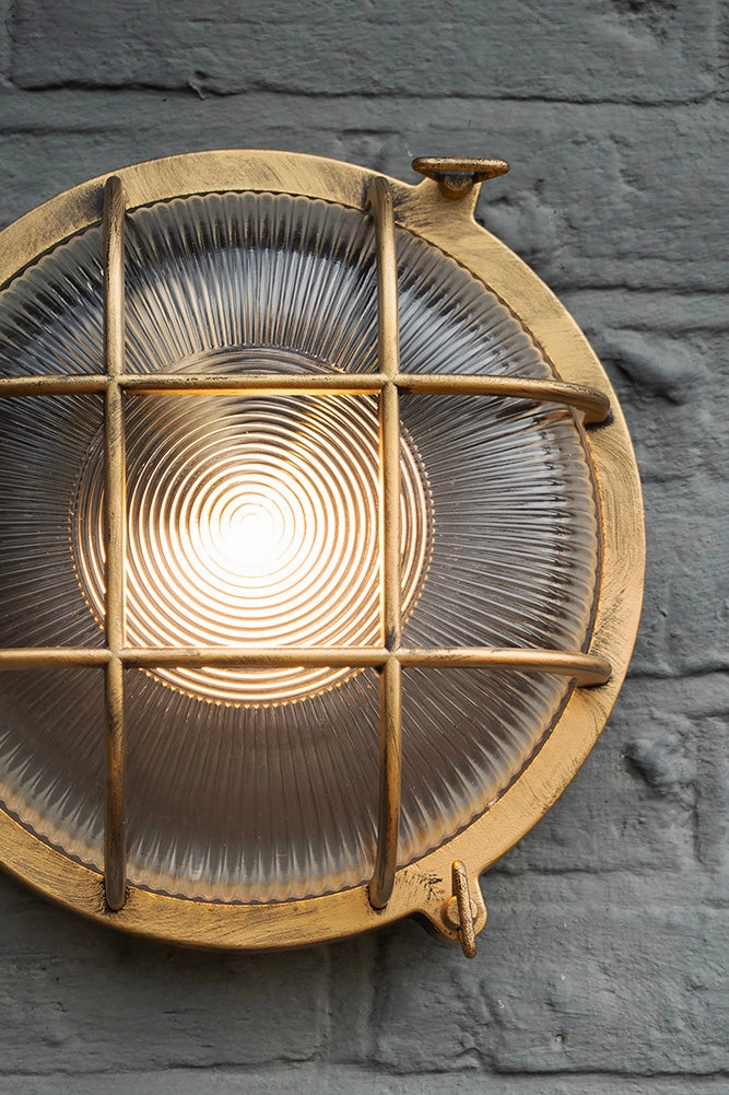 Antique-Style Brass Outdoor Wall Light