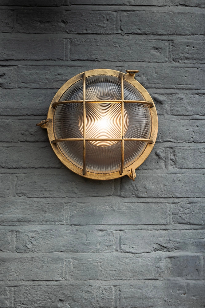 Antique-Style Brass Outdoor Wall Light