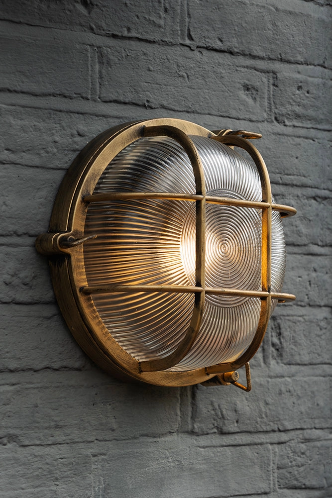 Antique-Style Brass Outdoor Wall Light