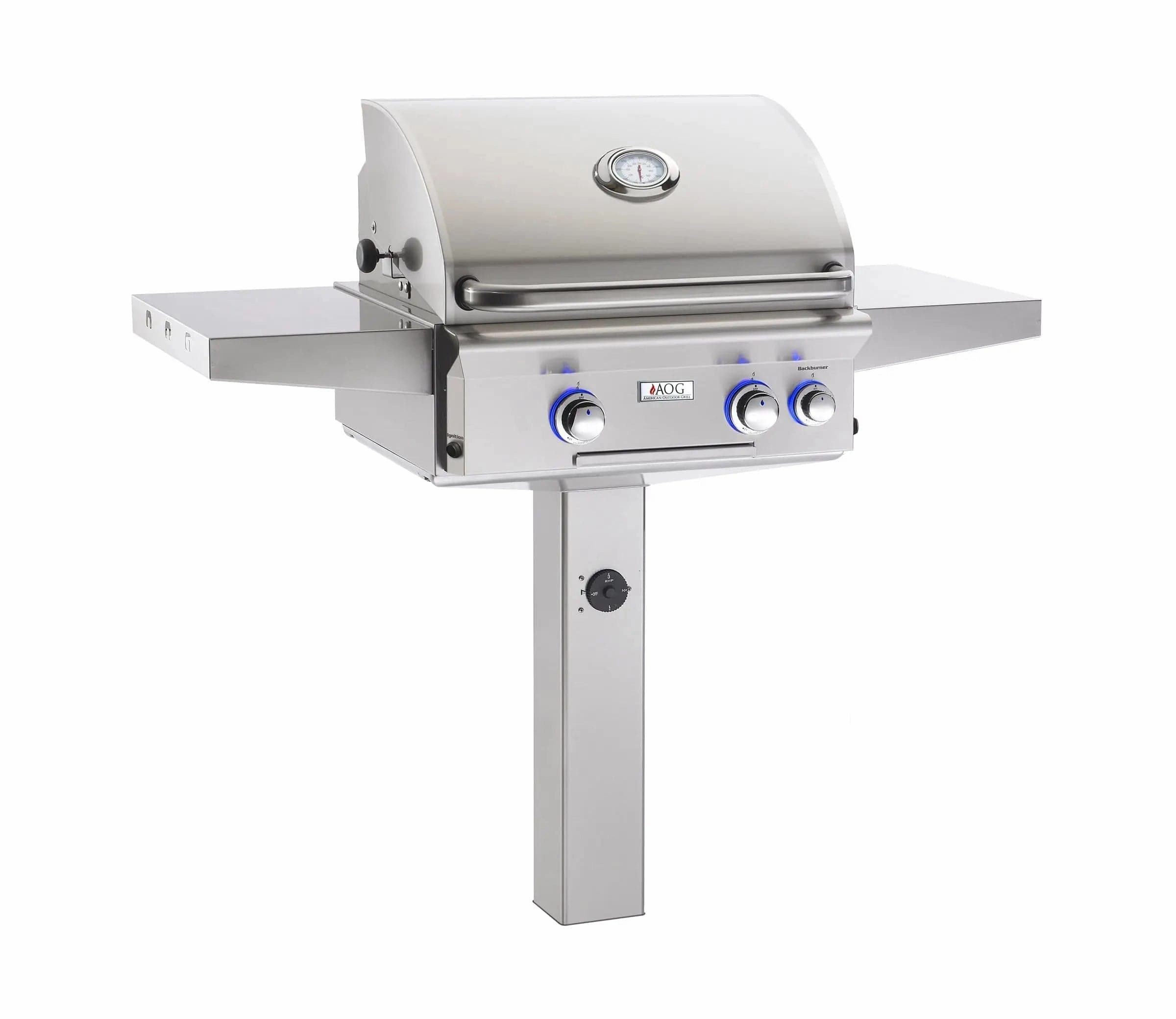 AOG  American Outdoor Grill L Series 24" In-Ground Post Mount Grill 24NGL professional outdoor BBQ grill set