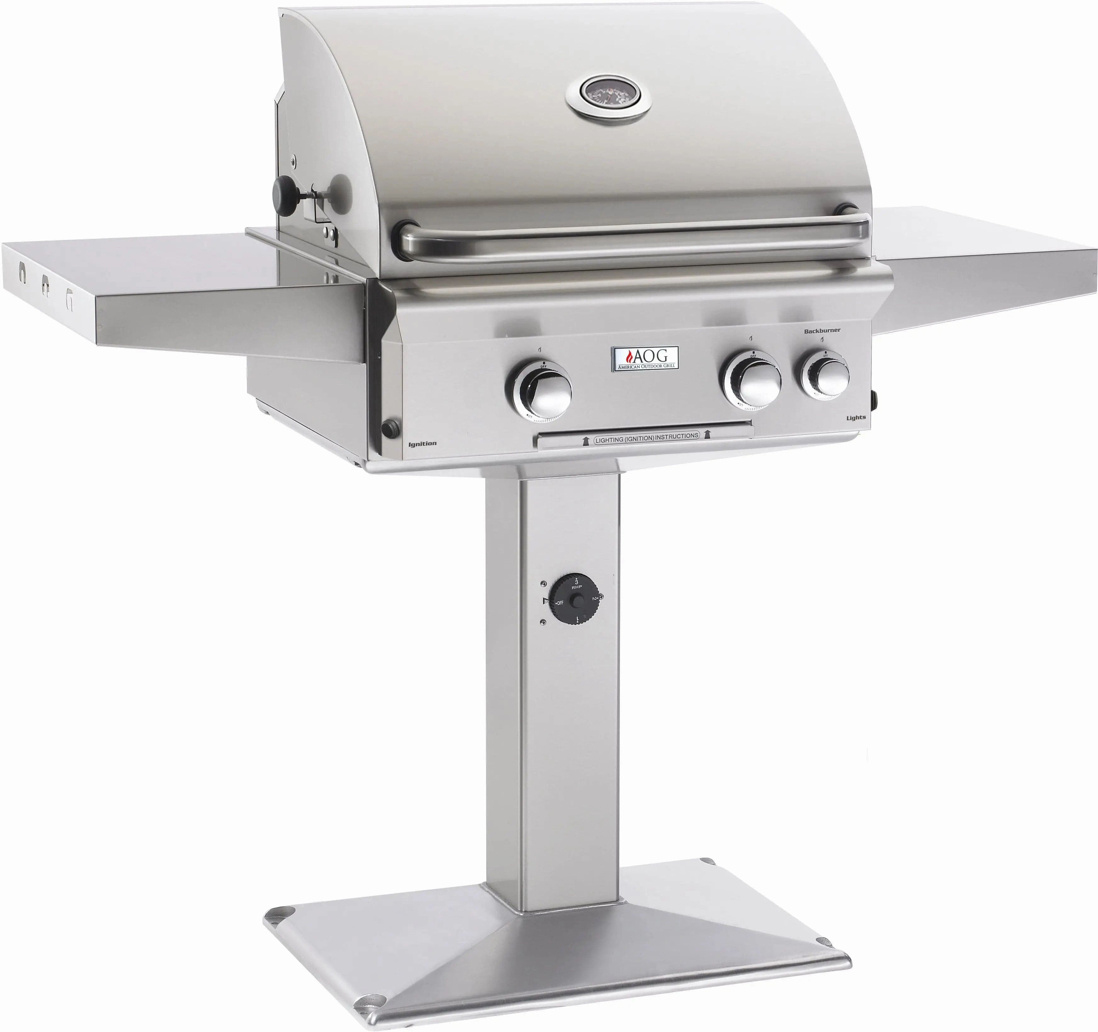 AOG American Outdoor Grill L Series 24" Post Mount with Base Grill 24NPL professional outdoor BBQ grill set