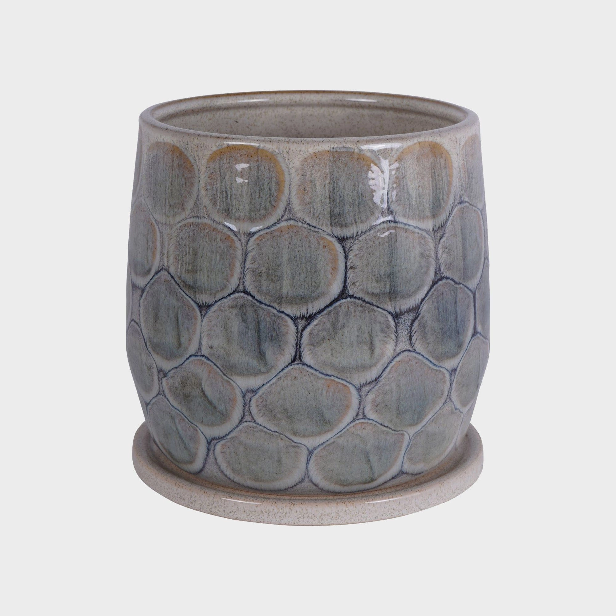 Armadillo - Medium Azure Ceramic Planter with Baseoutdoor garden decorative ornaments