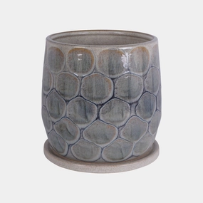 Armadillo - Medium Azure Ceramic Planter with Baseoutdoor garden decorative ornaments