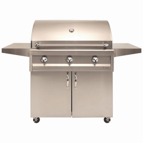 Artisan 36-Inch 3-Burner American Eagle Freestanding Gas Grill AAEP-36C-NG/LP stainless steel BBQ grill with side table